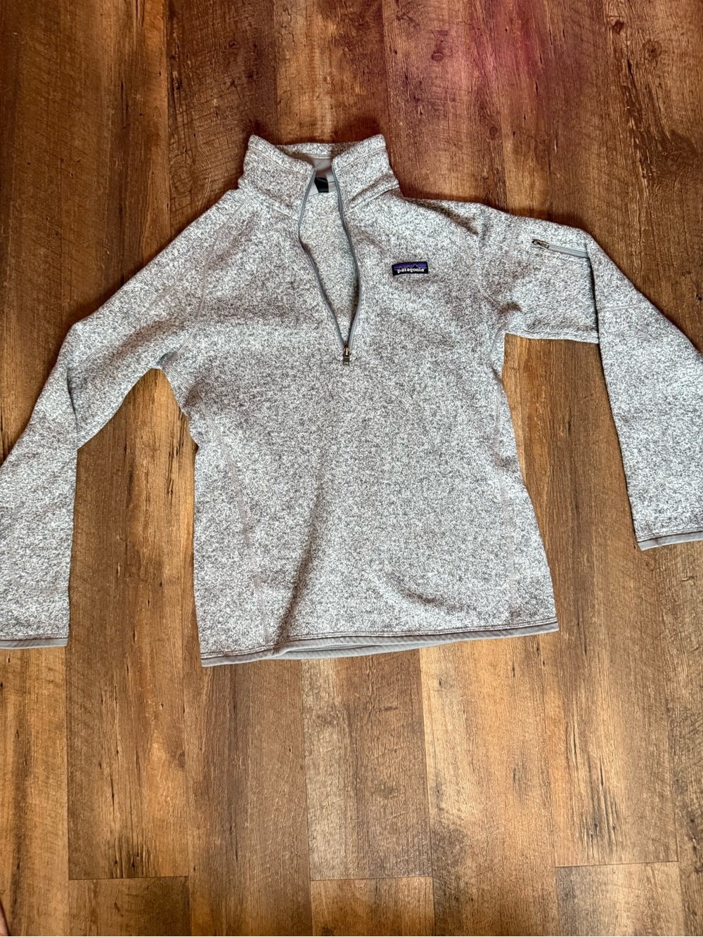 Patagonia Heather Light Gray Quarter-Zip Fleece Pullover